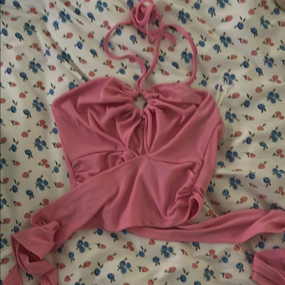 SHEIN Pink Halter Crop Top